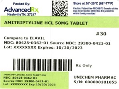 label 1 - Amitriptyline HCL 80425 0362 01